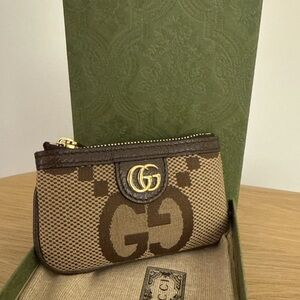 Authentic GUCCI Jumbo GG Key Case Canvas Leather Brown no dust bag or box